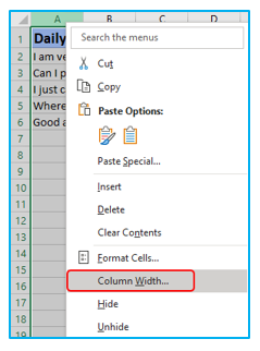 AutoFit Column Width in Excel