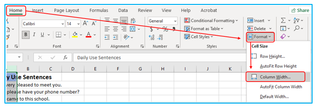 AutoFit Column Width in Excel