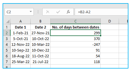 Calculate Number of Days Between Two Dates