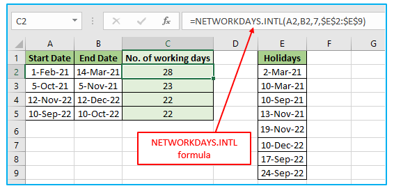 Calculate Number of Days Between Two Dates in Excel