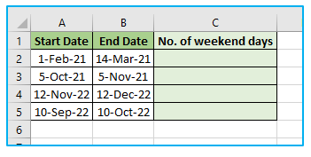 Calculate Number of Days Between Two Dates in Excel