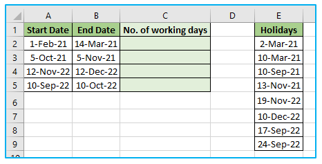 Calculate Number of Days Between Two Dates in Excel