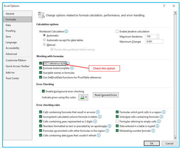 Create Cell Reference in Excel