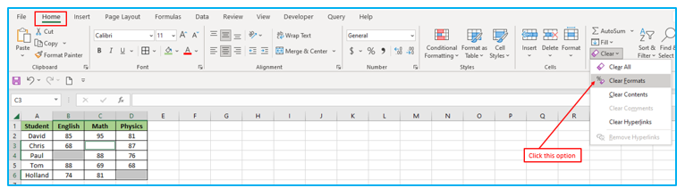 Clear Formatting in Cell