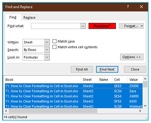 Clear Formatting in Cell