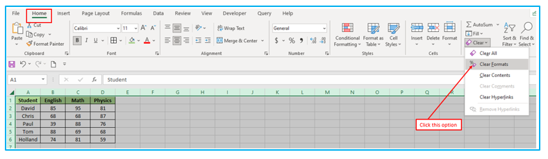 Clear Formatting in Cell