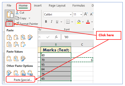 Convert Text to Number in Excel