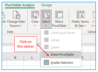 Delete Pivot Table