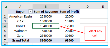 Delete Pivot Table