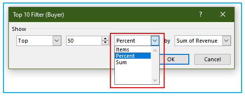 Filter data in pivot table