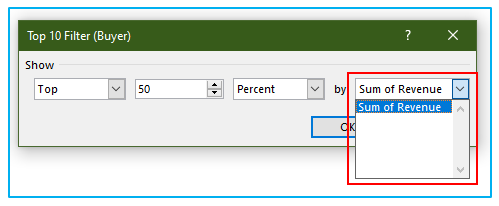 Filter data in pivot table