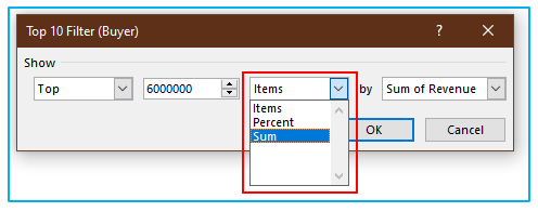 Filter data in pivot table