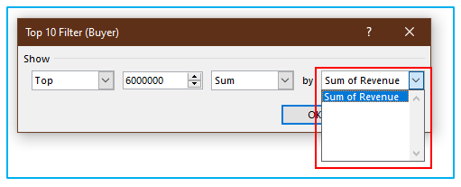 Filter data in pivot table