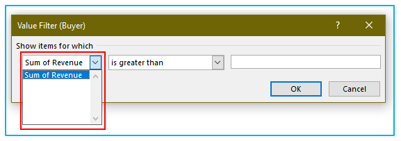 Filter data in pivot table