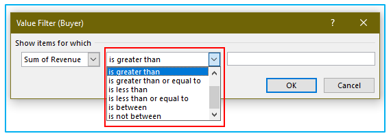 Filter data in pivot table