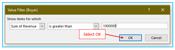 Filter data in pivot table