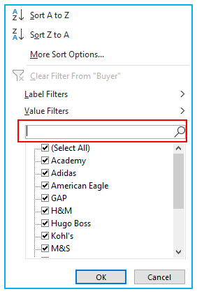 Filter data in pivot table