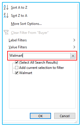 Filter data in pivot table