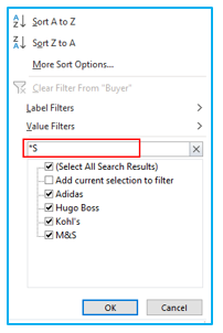 Filter data in pivot table