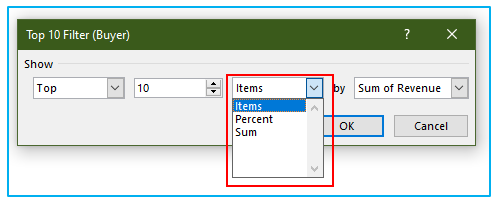 Filter data in pivot table