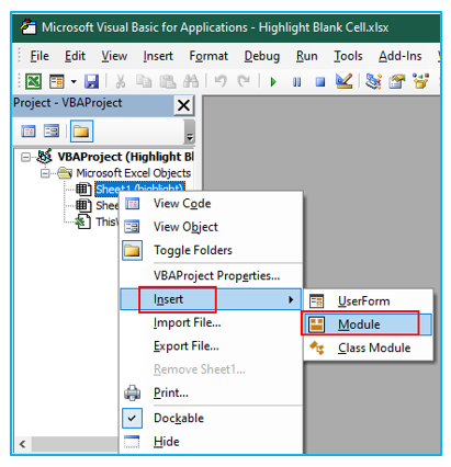 Highlight and Fill down blank cells