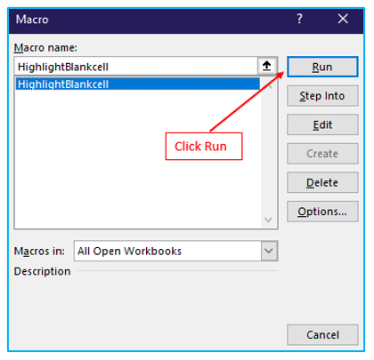 Highlight and Fill down blank cells