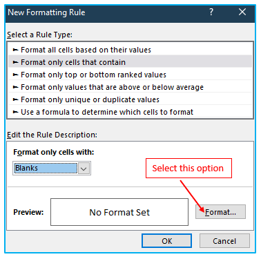 Highlight and Fill down blank cells