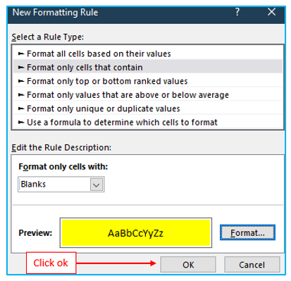 Highlight and Fill down blank cells