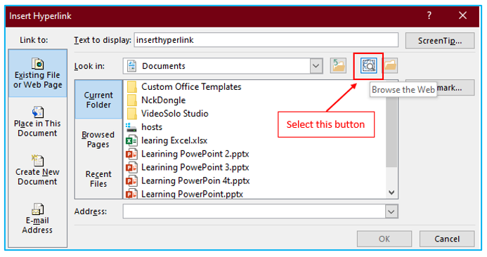 Insert Hyperlink in Excel