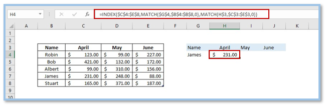 INDEX and MATCH Functions