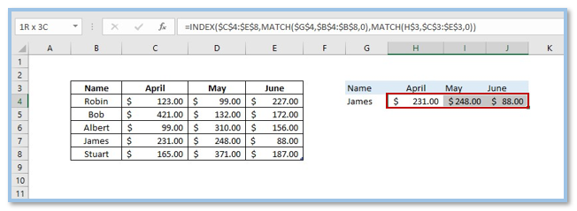 INDEX and MATCH Functions