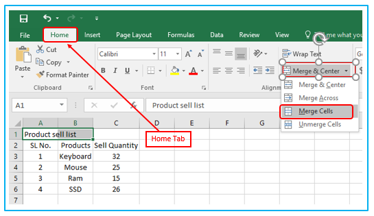 Merge Cells in Excel