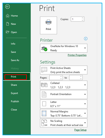 Print in Excel