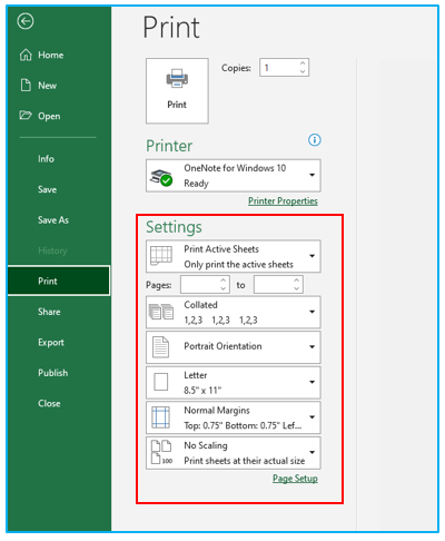 Print in Excel