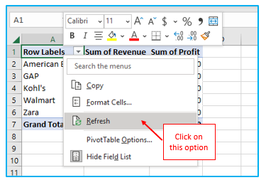 Refresh Pivot Table