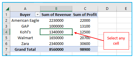 Refresh Pivot Table in Excel