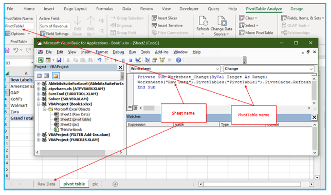 Refresh Pivot Table in Excel