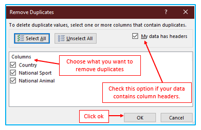 Remove Duplicates in Excel