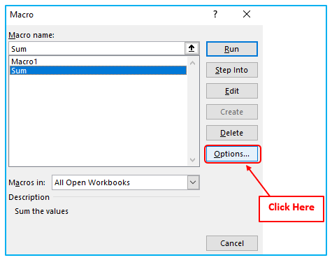 Run Macro in Excel 