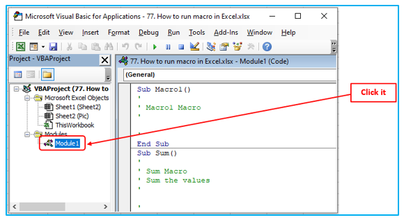 Run Macro in Excel 