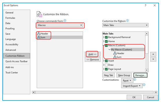 Run Macro in Excel 