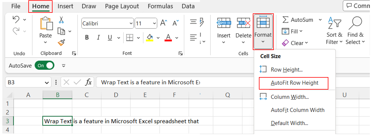 Wrap text in Excel