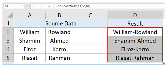 CONCATENATE Function in Excel