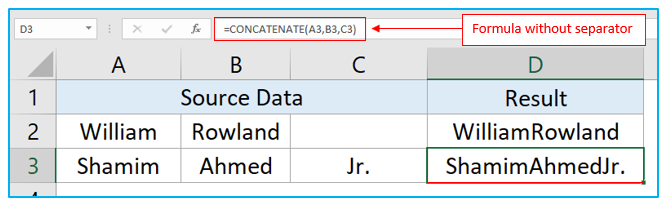 CONCATENATE Function in Excel