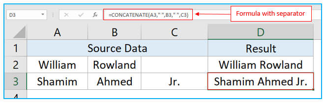 CONCATENATE Function in Excel to combine text strings, cells and columns