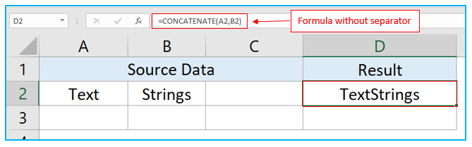 CONCATENATE Function in Excel to combine text strings, cells and columns