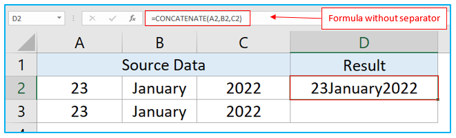 CONCATENATE Function in Excel to combine text strings, cells and columns