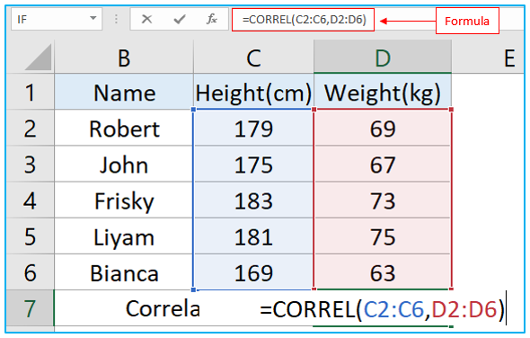 Calculate Correlation Coefficient in Excel