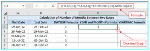 Calculate Number of Months Between two Dates