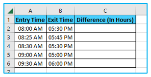 Calculate time difference